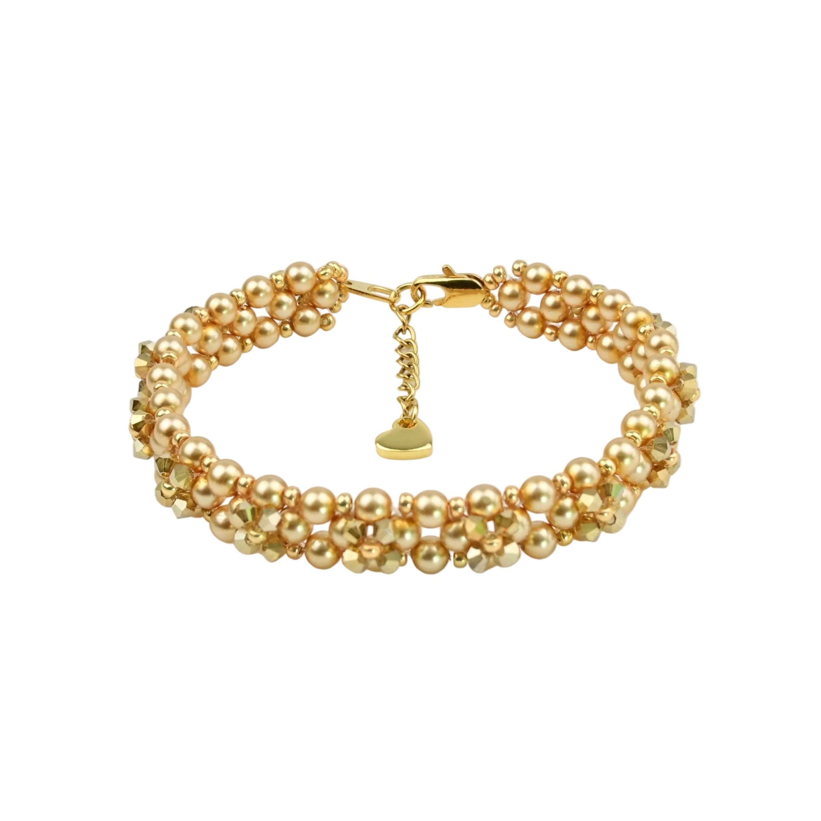 Armband mit Kristallperlen Golden