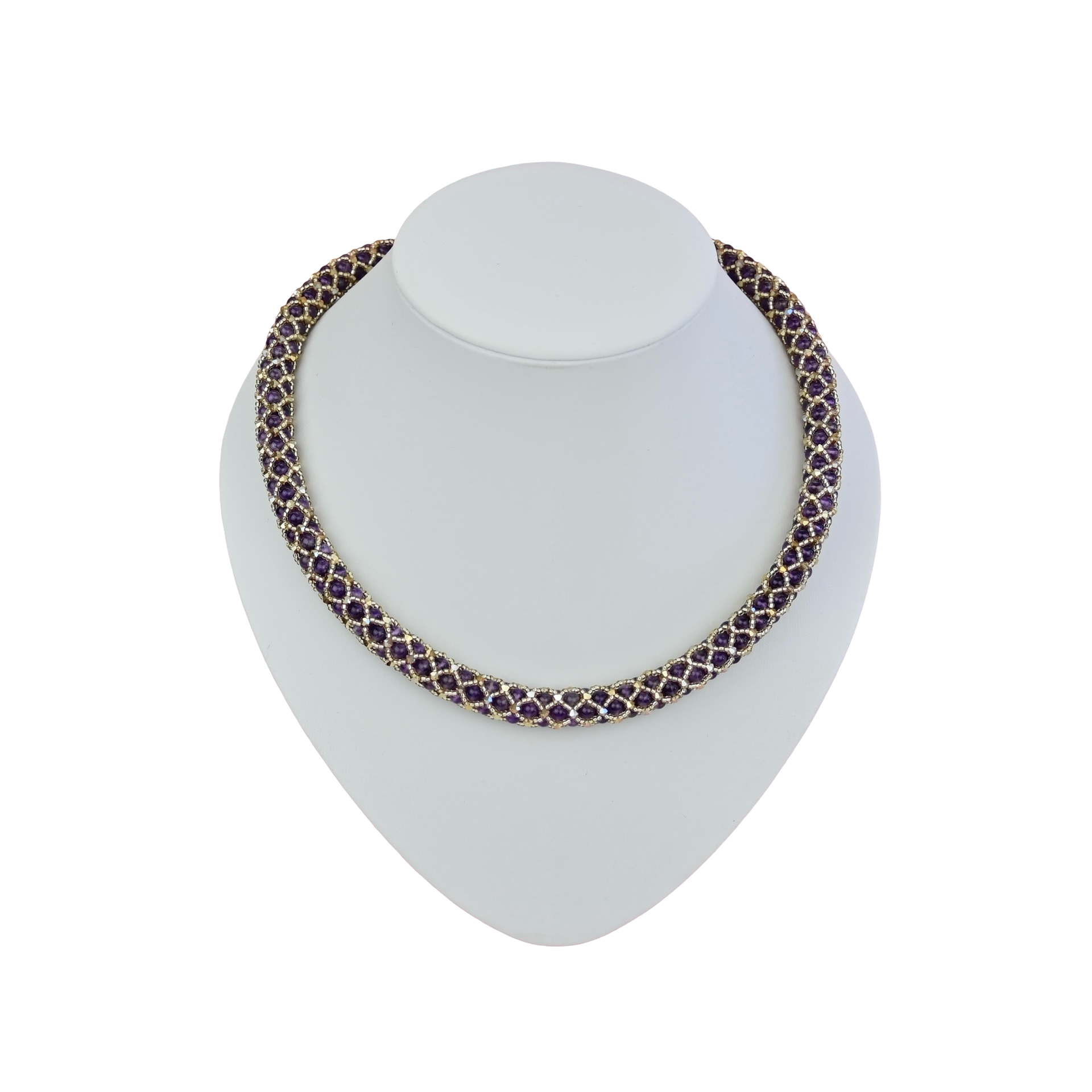 Amethyst Halskette in Mesh Optik