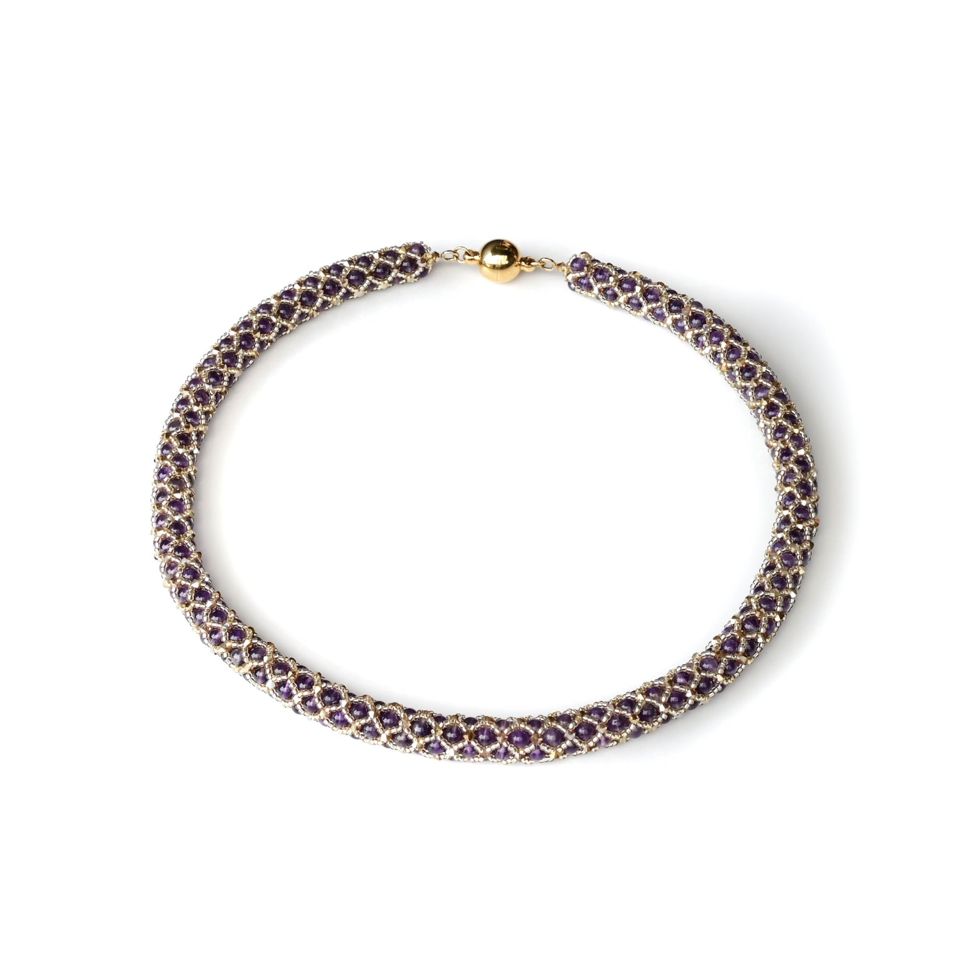 Amethyst Halskette in Mesh Optik von Perlenmieze