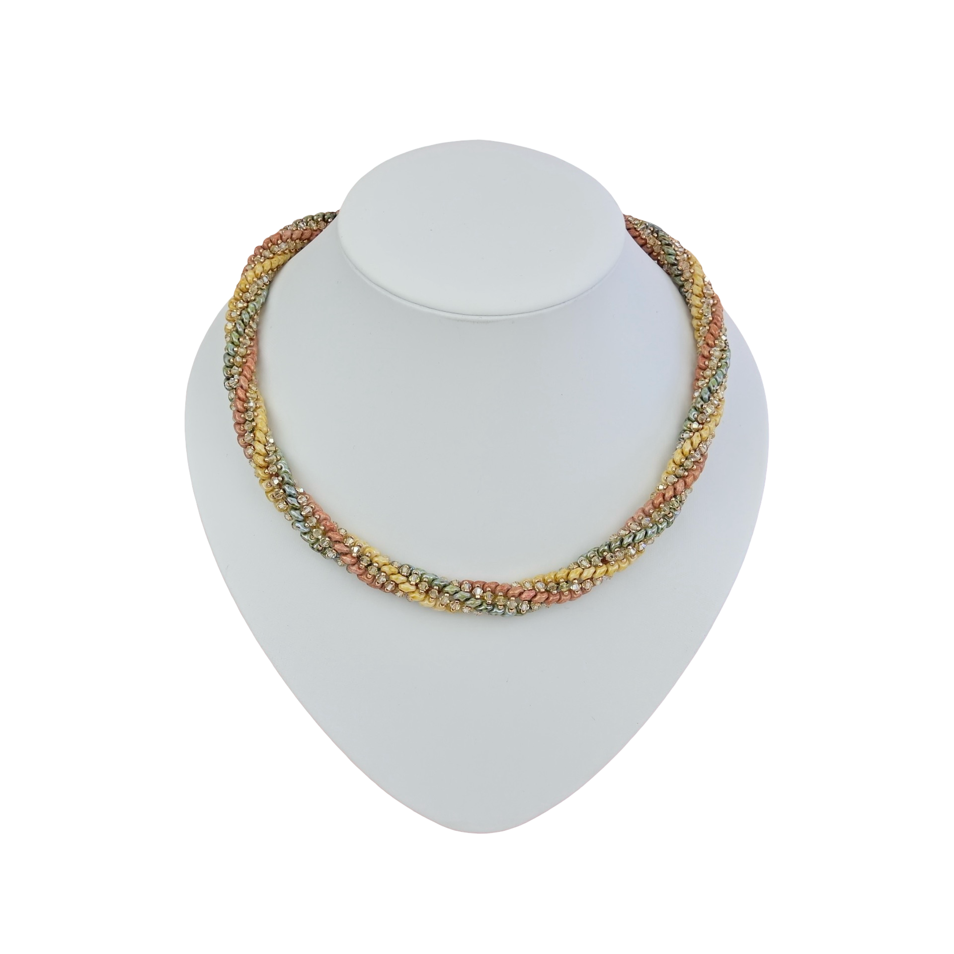 Bunte Halskette Spirale mit Twin Beads