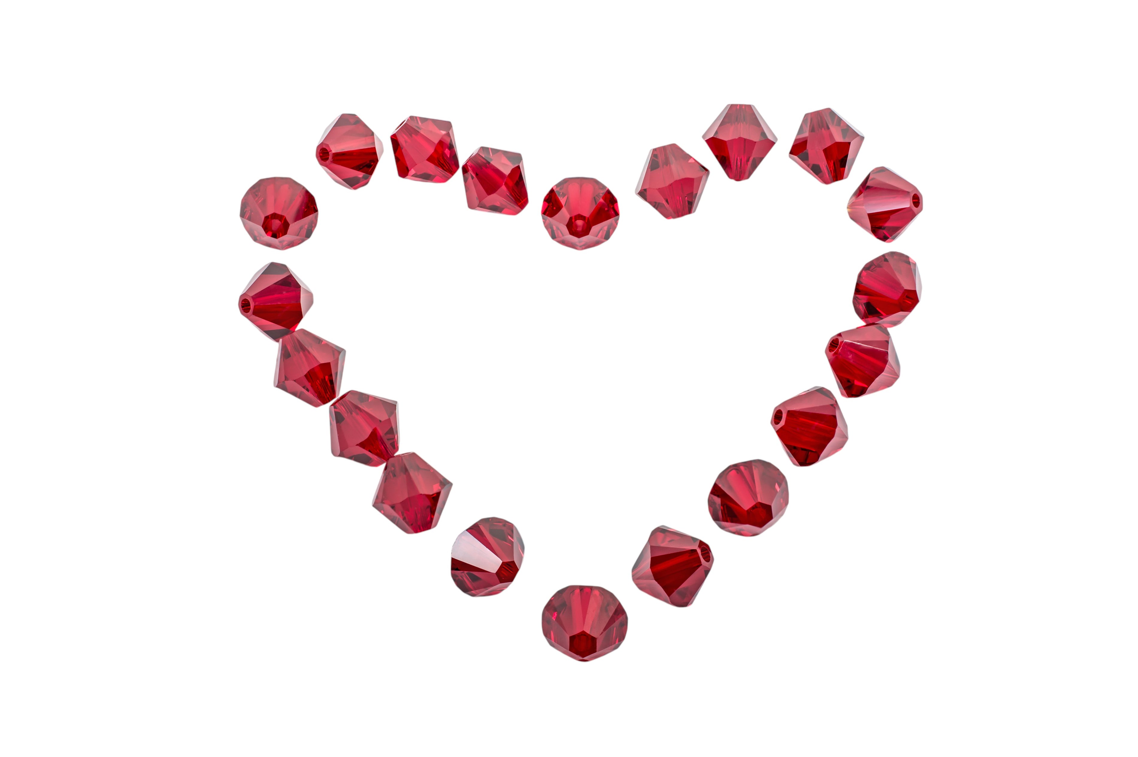 Herz aus losen Kristallperlen Rot