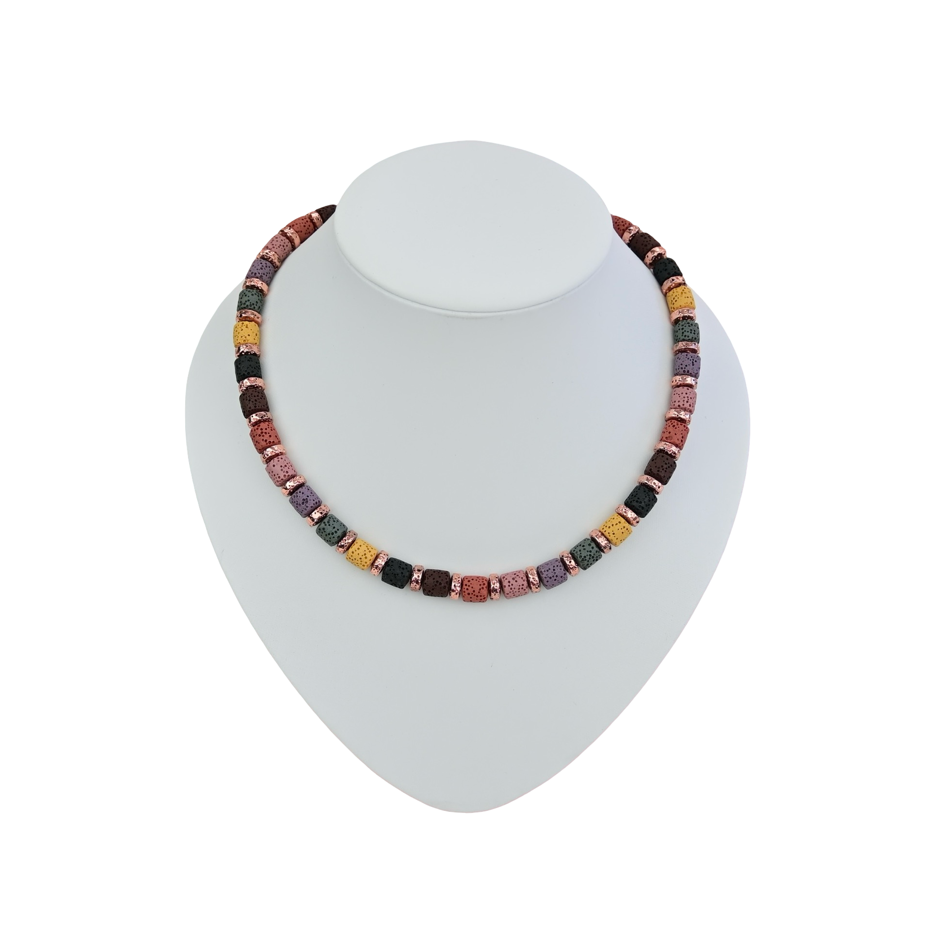 Kette aus Lavastein bunt