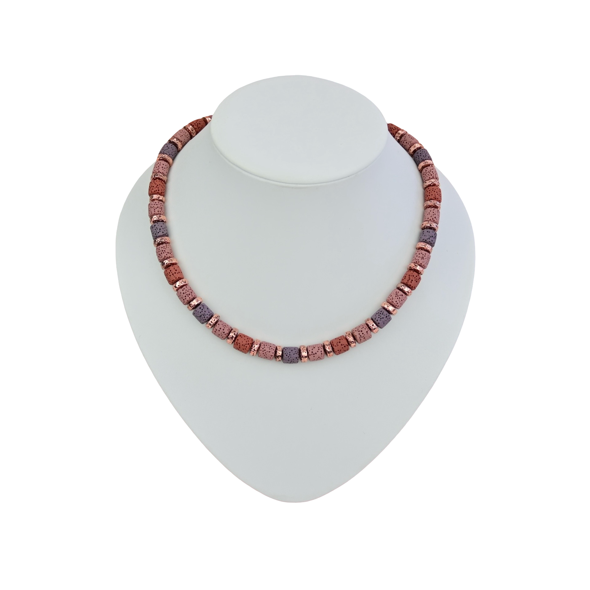 Kette mit Lavasteinen Rosé - Violett