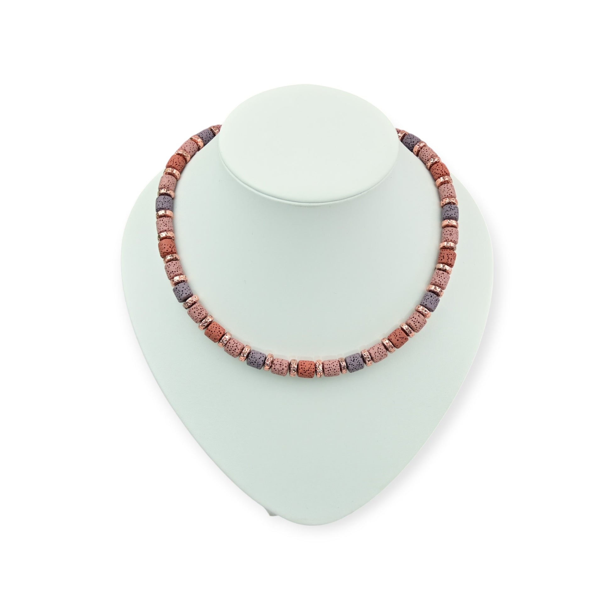 Kette mit Lavasteinen, Rosé & Violett