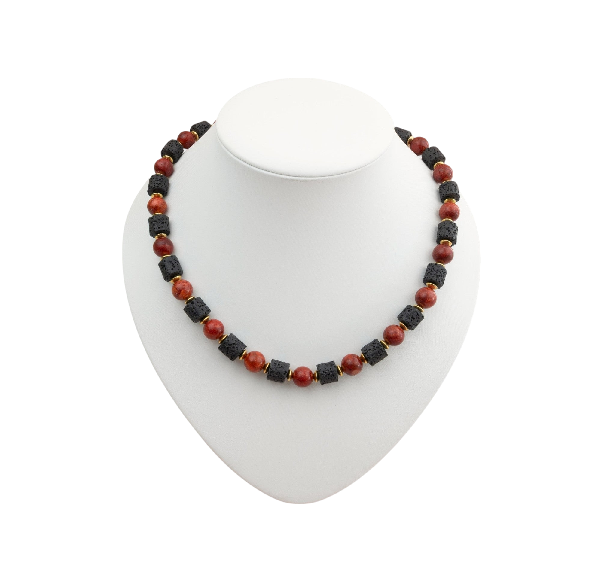 Korallenkette Rot mit Lavastein