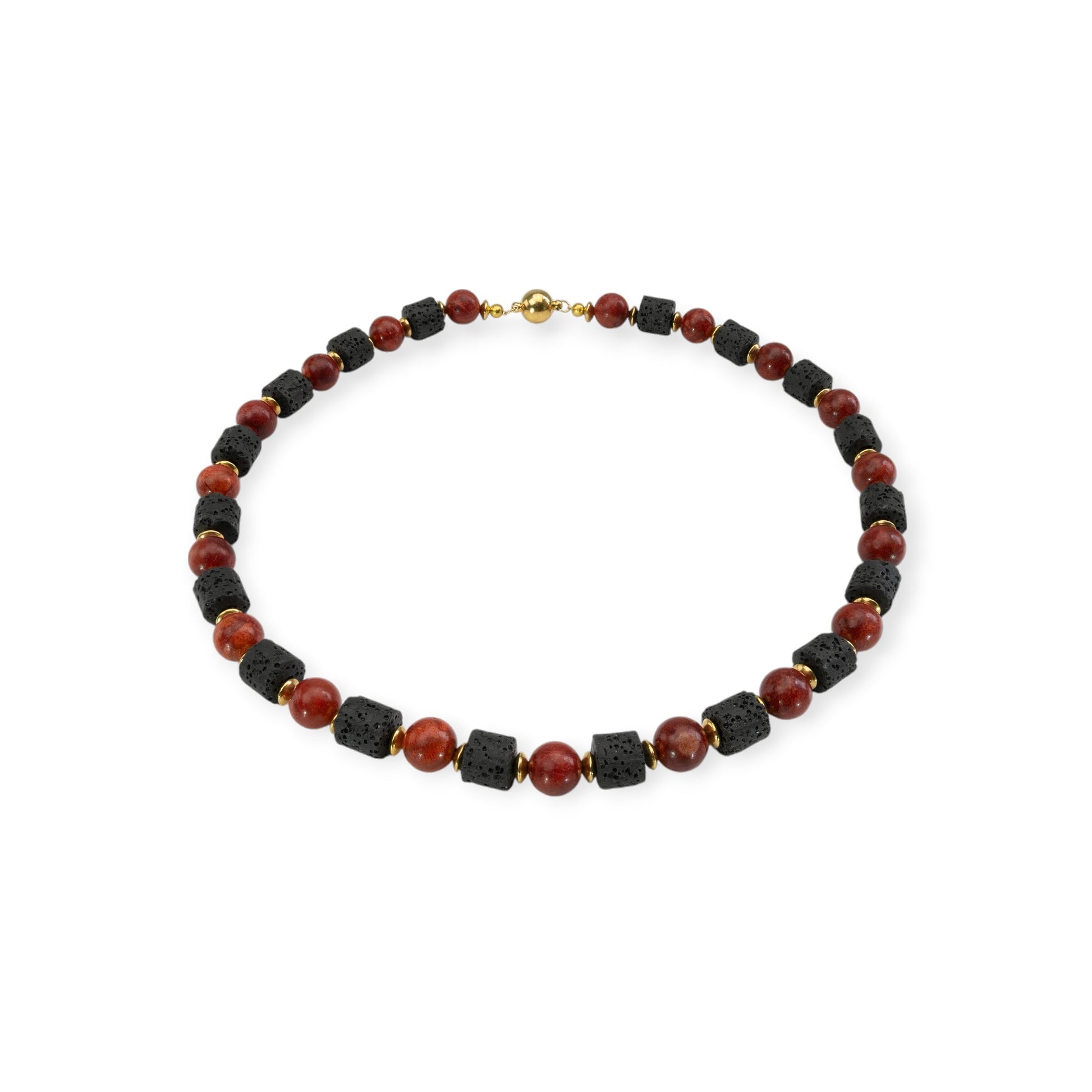 Korallenkette Rot mit Lavastein