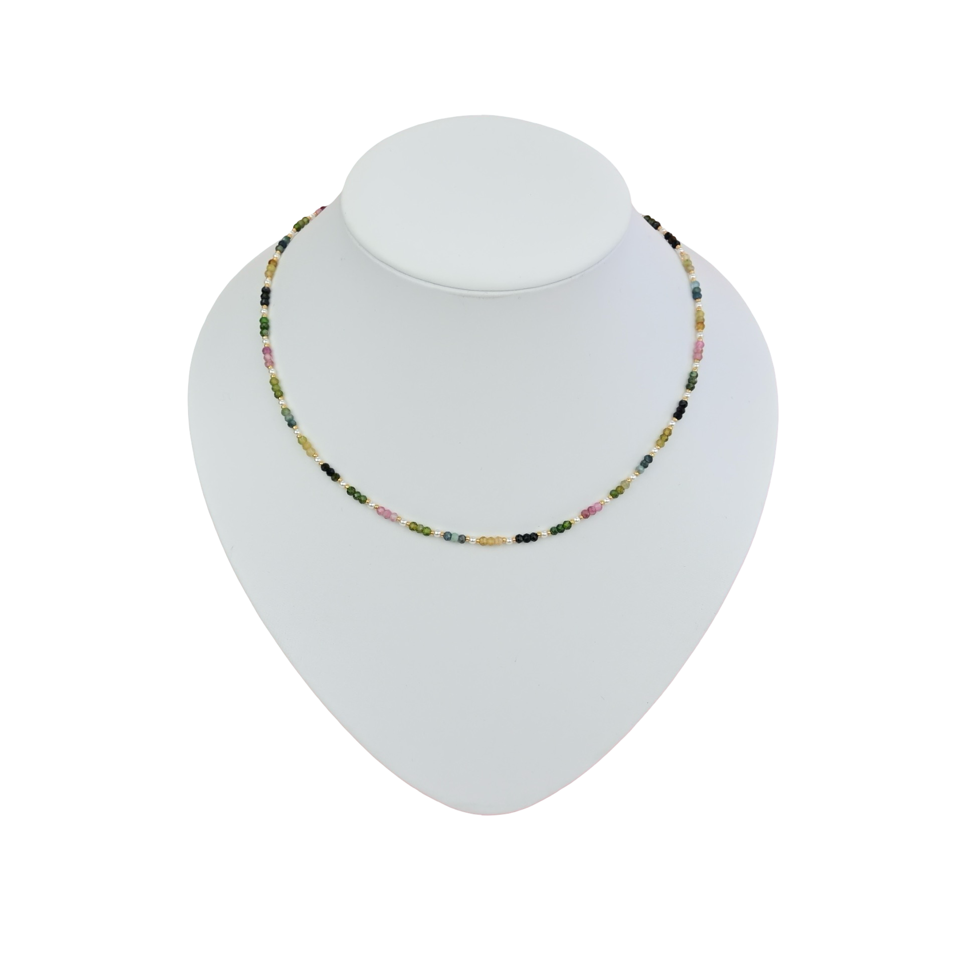 Turmalin Kette mit Crystal Perlen